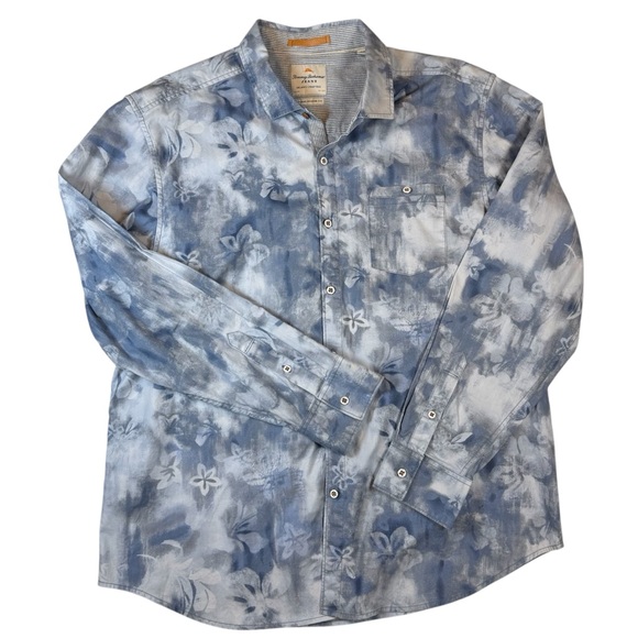 Tommy Bahama Jeans Island Crafted Blue Modern Fit Button Down Shirt Size XL - Picture 1 of 5